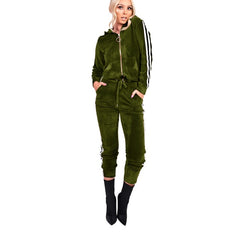 2 Piece Set Hooded Velvet Jumpsuit